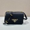 Prada Embleme Saffiano Shoulder Bag 1BD320 Black - Image 10