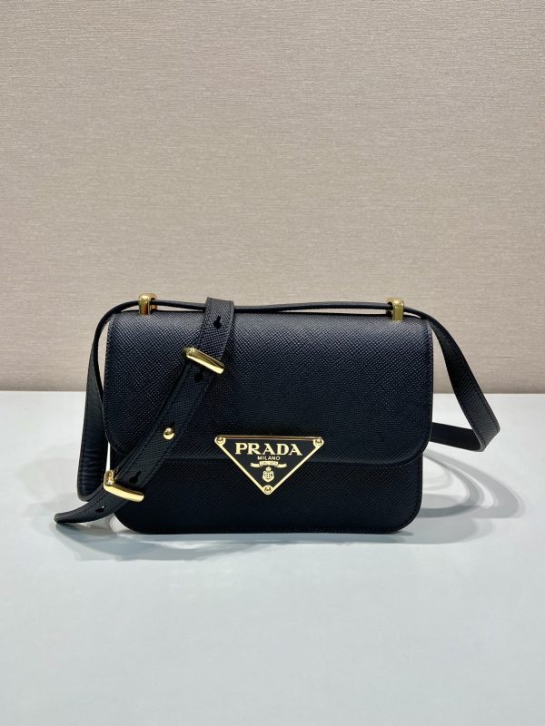 Prada Embleme Saffiano Shoulder Bag 1BD320 Black - Image 10