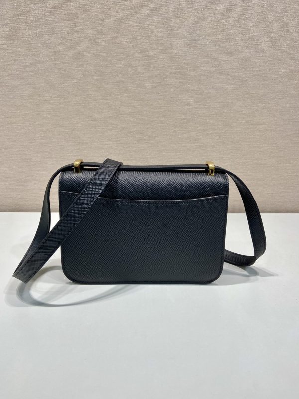 Prada Embleme Saffiano Shoulder Bag 1BD320 Black - Image 7