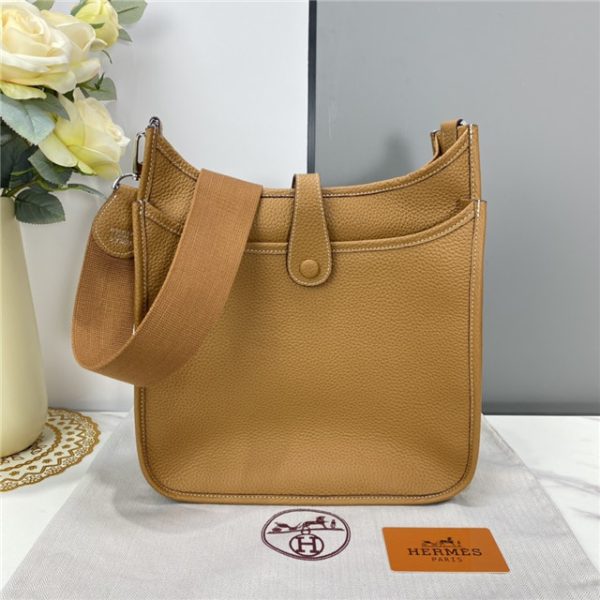 Hermes Evelyne PM Shoulder Bag 1189 Tan Clemence Original leather - Image 12