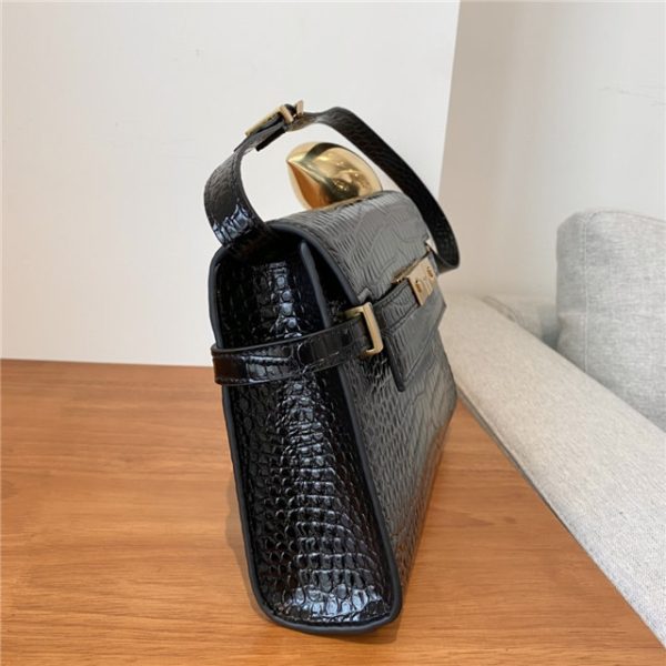 YSL Manhattan Small Shoulder Bag 675626 Black Crocodile - Image 10