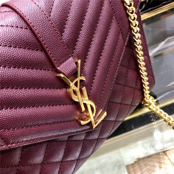 YSL Medium Envelope Chain Bag 8208 WineGold - Image 6